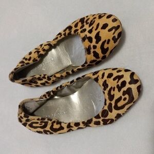 Audrey Brooke "Lydia" Leopard Print Calf Hair Ballet Flats